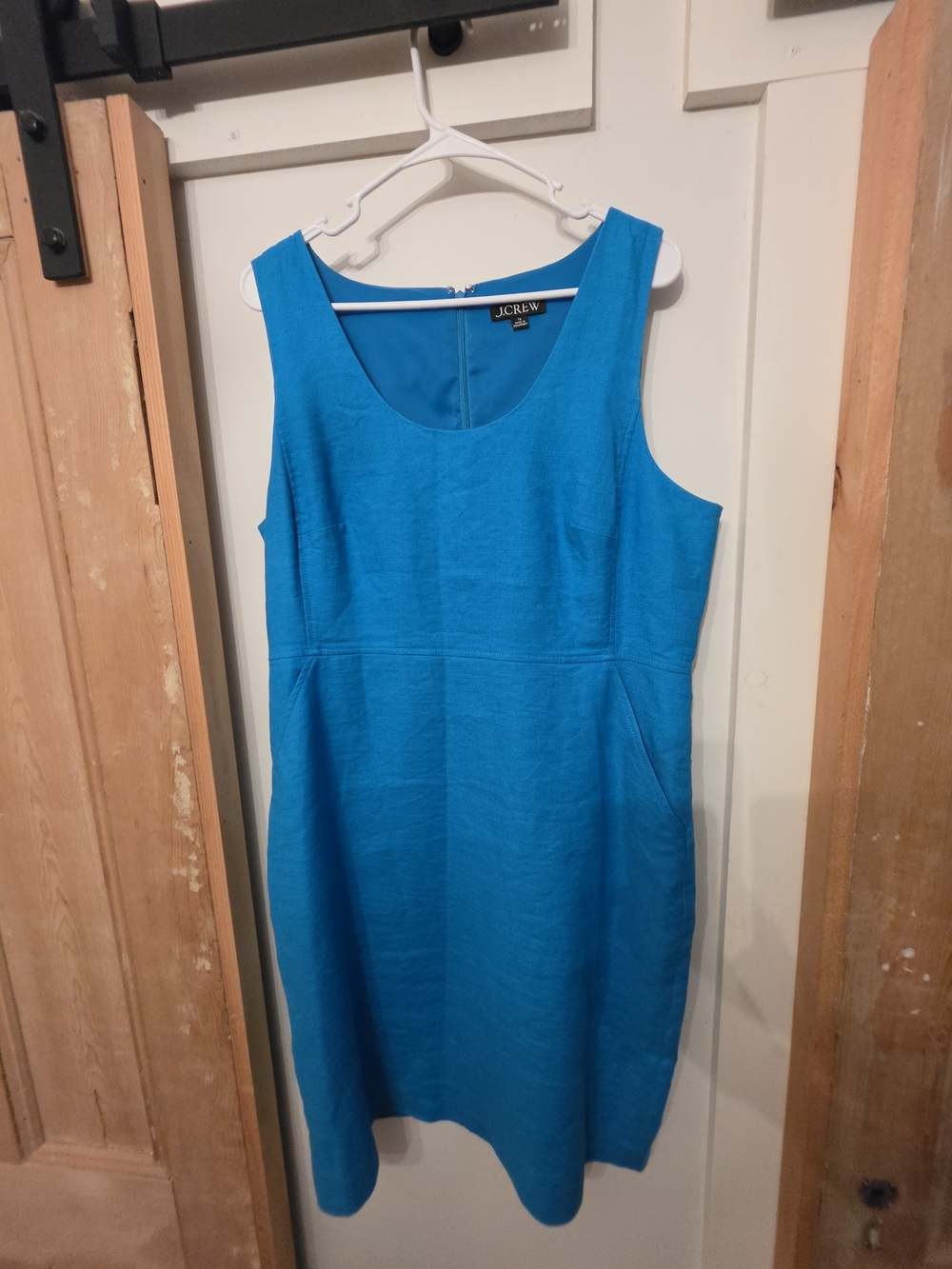 J. Crew Bright Turquoise Sleeveless Linen Sheath Dress (16)